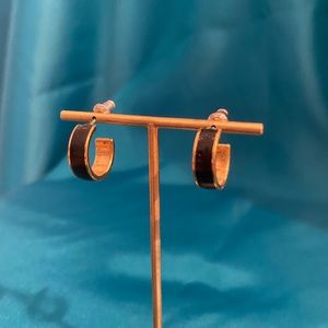Vintage black and gold small hoops